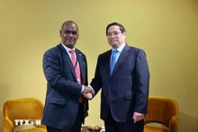 Le Premier ministre Pham Minh Chinh (à droite) et son homologue des Îles Salomon, Jeremiah Manele. Photo : VNA.