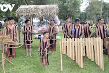L’ensemble musical traditionnel de Pleiku Roh compte des membres âgés de 10 à plus de 40 ans, tous passionnés par les instruments de musique jarai. Photo : VOV
