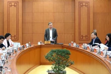 Le secrétaire général du Parti To Lam prend la parole lors de la séance de travail. Photo : NDEL 