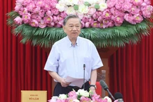 Le secrétaire général du Parti communiste du Vietnam (PCV), To Lam, lors de la réunion. Photo : VNA.