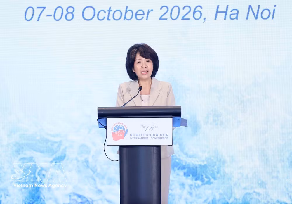 La vice-ministre vietnamienne des Affaires étrangères, Nguyen Thi Hoang Van, s'exprime à l'événement. Photo: VNA