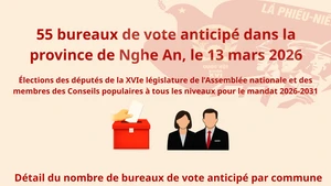 [Infographic] 55 bureaux de vote anticipé dans la province de Nghe An, le 13 mars 2026