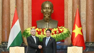 Le président Luong Cuong (droite) et le président de l’Assemblée nationale de Hongrie Kover Laszlo. Photo : NDEL.