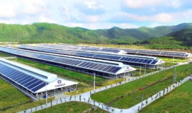 Le système d’énergie solaire installé à la ferme Vinamilk de Quang Ngai. Photo : congthuong.vn