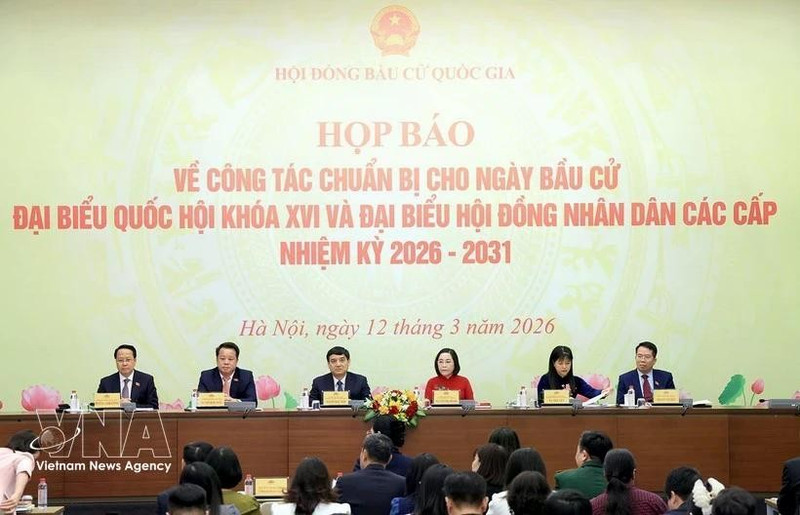 Le Conseil électoral national (CEN) a tenu une conférence de presse le 12 mars concernant les préparatifs des élections de la 16e législature de l’Assemblée nationale et des Conseils populaires de tous les échelons pour le mandat 2026-2031. Photo : VNA