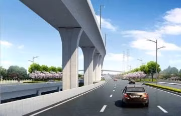 Vue d’ensemble de la ligne de métro de Phú Quốc sur la section aérienne. Photo : vnexpress.net