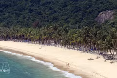 La superbe plage de sable blanc de l'île de Cu Lao Cham (ville de Da Nang) attire les touristes. Photo : VNA