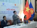 Nguyen Van Quyet, membre du Comité central du Parti et secrétaire du Comité provincial du Parti de Tay Ninh, lors de la conférence. Photo : Baotayninh.