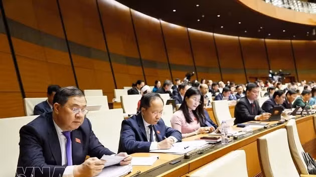 Députés lors de la remière session non ordinaire de la 16e législature de l'Assemblée nationale. Photo : VNA.