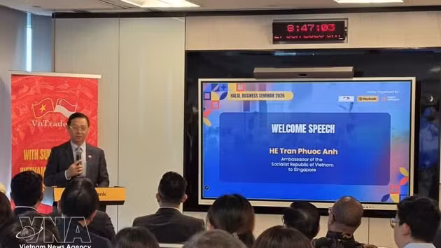 L’ambassadeur du Vietnam à Singapour, Tran Phuoc Anh, s'exprime à l'événement. Photo : VNA.