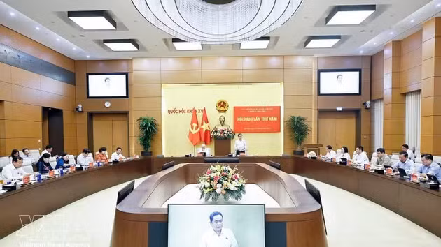 Le président de l’Assemblée nationale (AN), Tran Thanh Man, également secrétaire du Comité du Parti de l’AN, à la 5ᵉ conférence du Comité exécutif de l'organisation du Parti de l’AN. Photo : VNA.