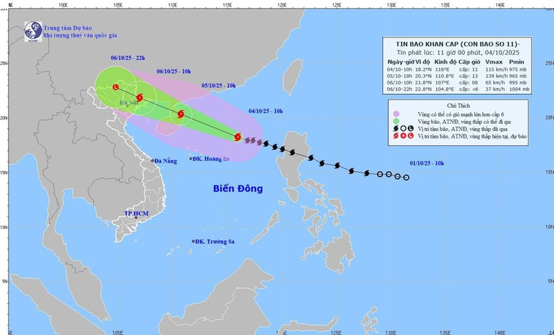 Trajectoire de la tempête tropicale Matmo. Source : Centre national de prévision hydrométéorologique du Vietnam.