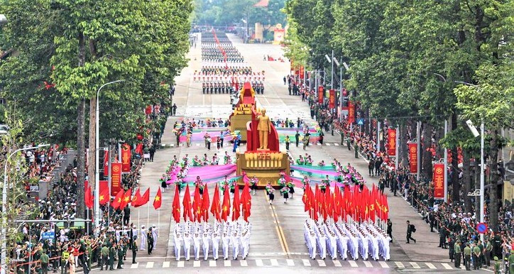 Répétition générale du défilé militaire et civil marquant le 80e anniversaire 80ᵉ anniversaire de la Révolution d’Août et de la Fête nationale du 2 septembre. Photo : VOV/NDEL.