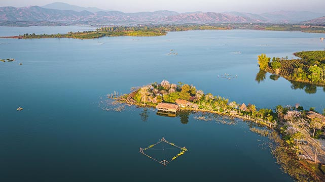 Un oasis au milieu du lac hydroélectrique de Plei Krong. Photo : Dô Dô/www.sgtiepthi.vn Un oasis au milieu du lac hydroélectrique de Plei Krong. Photo : Dô Dô/www.sgtiepthi.vn