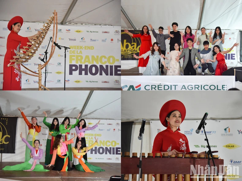 Le Centre culturel vietnamien en France et l'Association des étudiants vietnamiens à Paris ont présenté de nombreuses performances artistiques uniques, promouvant la culture auprès du public français. Photo : nhandan.vn Le Centre culturel vietnamien en France et l'Association des étudiants vietnamiens à Paris ont présenté de nombreuses performances artistiques uniques, promouvant la culture auprès du public français. Photo : nhandan.vn