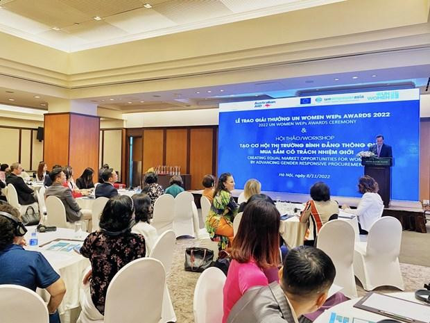 L'événement a été organisé par le Conseil des entrepreneuses du Vietnam et ONU Femmes au Vietnam. C'est la troisième année que les WEPs Awards sont organisés au Vietnam, la première en 2020. Ces prix sont soutenus par le gouvernement australien, un partenaire qui promeut les activités d'égalité des sexes au Vietnam depuis des années. L'événement a été organisé par le Conseil des entrepreneuses du Vietnam et ONU Femmes au Vietnam. C'est la troisième année que les WEPs Awards sont organisés au Vietnam, la première en 2020. Ces prix sont soutenus par le gouvernement australien, un partenaire qui promeut les activités d'égalité des sexes au Vietnam depuis des années.