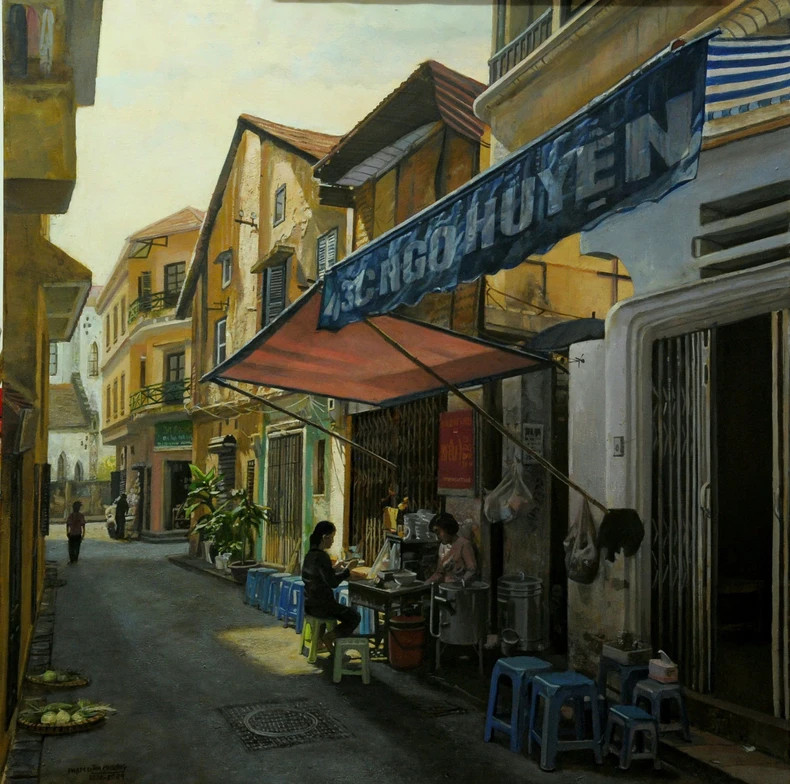 La ruelle de Ngo Huyên paisible dans un tableau. Photo : nhandan.vn La ruelle de Ngo Huyên paisible dans un tableau. Photo : nhandan.vn