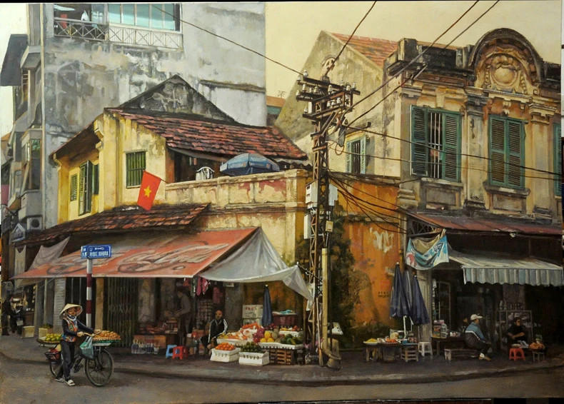 « Après-midi à Hòe Nhai », une œuvre impressionnante du peintre. Photo : nhandan.vn « Après-midi à Hòe Nhai », une œuvre impressionnante du peintre. Photo : nhandan.vn