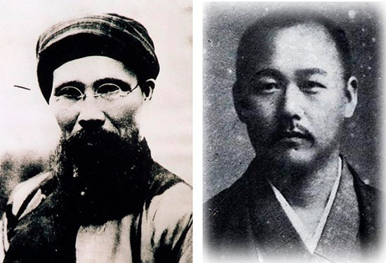 Le patriote Phan Boi Chau (à gauche) et le docteur Asaba Sakitaro. Photo: thoidai