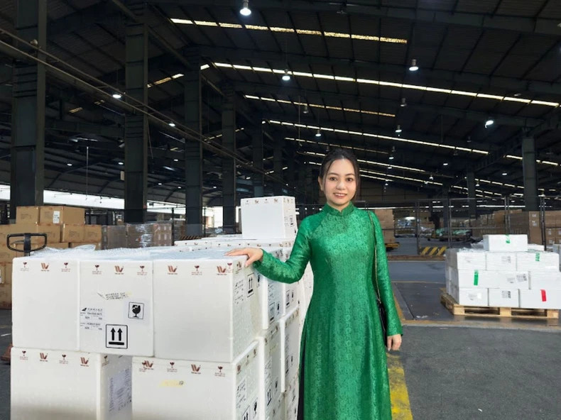 Selon la directrice générale de l’entreprise de Hai Yên Nha Trang, Trân Thanh Hai, la société Hai Yên Nha Trang a choisi la voie aérienne pour expédier le lot de nids de salanganes avec le souhait d'assurer la qualité des produits à un niveau optima. Photo : NDEL Selon la directrice générale de l’entreprise de Hai Yên Nha Trang, Trân Thanh Hai, la société Hai Yên Nha Trang a choisi la voie aérienne pour expédier le lot de nids de salanganes avec le souhait d'assurer la qualité des produits à un niveau optima. Photo : NDEL