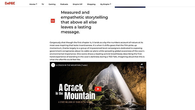 Capture d'écran d'un commentaire sur le site d'actualités de divertissementEmpire du Royaume-Uni . Photo: Thoidai.com.vn