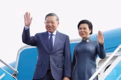 Le secrétaire général du Parti communiste du Vietnam et président de la République, To Lam, et son épouse Ngo Phương Ly. Photo : VNA. 