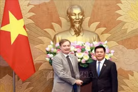 Le vice-président de l’Assemblée nationale, Nguyen Hong Dien (à droite) et Bruno Jaspaert, président de la Chambre de Commerce européenne au Vietnam (EuroCham). Photo : Tuan Anh/VNA.
