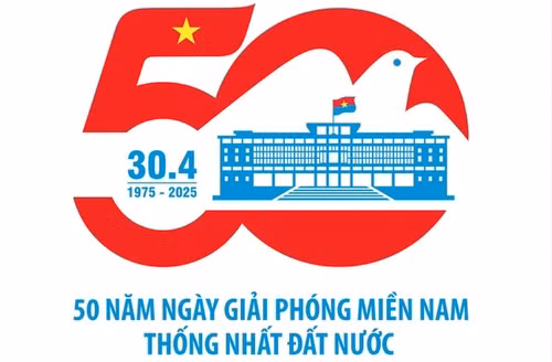 Le logo officiel du 50e anniversaire de la réunification nationale. Photo : ministère de la Culture, des Sports et du Tourisme. 