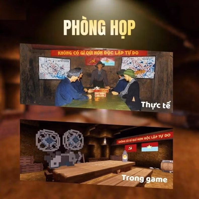 Avec l'aide des outils créatifs développés par Mini World, l’équipe vietnamienne Mini-Dev a réussi à récréer le réseau des tunnels de Cu Chi, avec des salles aux multiples fonctions (salle de réunion, bunker, cuisine, infirmerie, chambres, entrepôts de vivres, dépôts d'armes), ou encore les objets familiers pendant la période de guerre (poêle Hoang Cam, radios, casques de mortier).