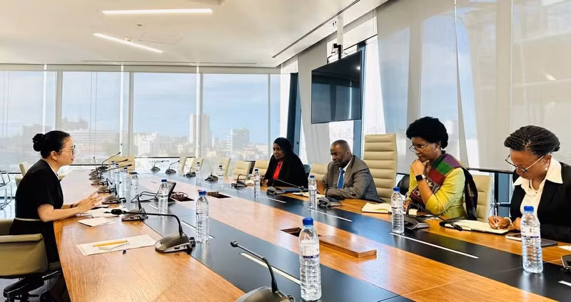 Lors de la séance de travail entre l'ambassadrice du Vietnam au Mozambique, Tran Thi Thu Thin (à gauche), et le ministre mozambicain des Ressources minérales et de l'Énergie, Estevão Tomás Rafael Pale. Photo: baoquocte.vn
