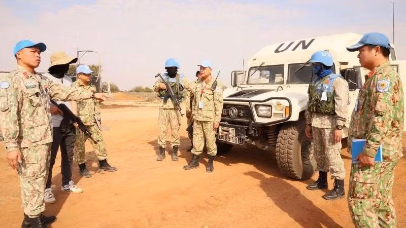 Lors d'un entraînement pour faire face à la menace sécuritaire à Abyei.