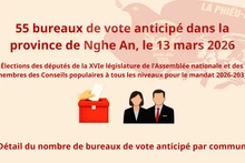 [Infographic] 55 bureaux de vote anticipé dans la province de Nghe An, le 13 mars 2026
