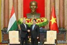 Le président Luong Cuong (droite) et le président de l’Assemblée nationale de Hongrie Kover Laszlo. Photo : NDEL.