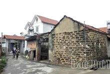 La beauté paisible du village de Thich Chung, avec ses ruelles étroites et sinueuses cernées de murs rugueux de latérite d’un brun doré, a résisté à l’épreuve du temps. Photo : baophutho.