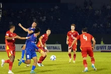 Lors des qualifications pour la Coupe d'Asie des Nations de l'AFC 2027, l'équipe nationale vietnamienne a battu le Népal sur le score de 3-1. Photo : VNA.