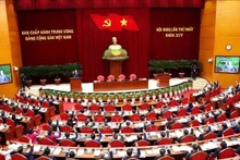 Lors du XIVe Congrès national du Parti communiste du Vietnam. Photo : VNA.