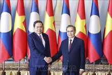 Le président de l’AN Tran Thanh Man (à gauche) et son homologue lao Saysomphone Phomvihane. Photo : VNA.