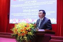 Nguyen Xuan Thang, membre du Bureau politique, directeur de l’Académie nationale de politique Ho Chi Minh et Président du Conseil central de théorie, prend la parole lors de la cérémonie.