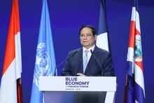 Le Premier ministre Pham Minh Chinh prononce un discours important lors de la séance plénière sur la gouvernance et le financement durables des océans. Photo : VGP.