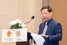 M. Nguyen Truong Son, directeur adjoint du Département de gestion des digues et de prévention des catastrophes naturelles, s’exprime lors du colloque. Photo : NDEL.