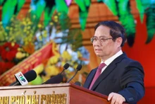 Le Premier ministre vietnamien Pham Minh Chinh s'exprime lors de la cérémonie. Photo : VNA.