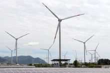 Complexe éolien combiné à l'énergie solaire dans la commune de Thuan Bac, province de Khanh Hoa (Centre). Photo : VNA.