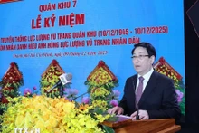 Le président Luong Cuong s'exprime à la cérémonie. Photo : VNA.