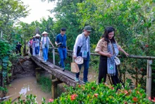 À l’îlot Ho, les visiteurs s'immergent dans la beauté des paysages naturels. Photo : hanoimoi.