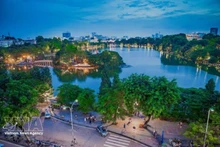 Le lac Hoàn Kiêm (lac de l'Épée restituée) vu d'en haut. Photo: VNA