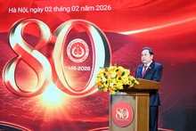 Le membre du Bureau politique et président de l’Assemblée nationale, Tran Thanh Man, s'exprime lors de l'événement. Photo: NDEL