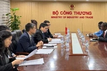 La réunion entre le vice-ministre vietnamien de l’Industrie et du Commerce, Truong Thanh Hoai, et Daouda Bitié, ambassadeur du Burkina Faso en Chine, également accrédité au Vietnam. Photo : VNA.