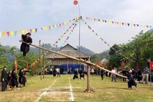 Les visiteurs présents lors de la cérémonie peuvent participer à de nombreux jeux traditionnels: balançoire rotative, lancer de balles d’étoffe, course en sac, tir à la corde, poussée de bâton ou encore escalade de perche en bambou.