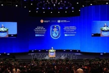 Le secrétaire général de l'ONU, António Guterres, s'exprime lors de la séance d'ouverture de haut niveau de la Convention de Hanoï, le 27 octobre 2025. Photo : VNA.