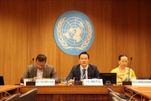 L'ambassadeur Mai Phan Dung, chef de la délégation vietnamienne à Genève (centre) aux discussions. Photo : VNA.